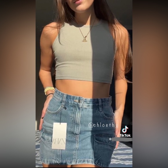 Zara DENIM CARGO SKIRT TRF - Picture 16 of 16